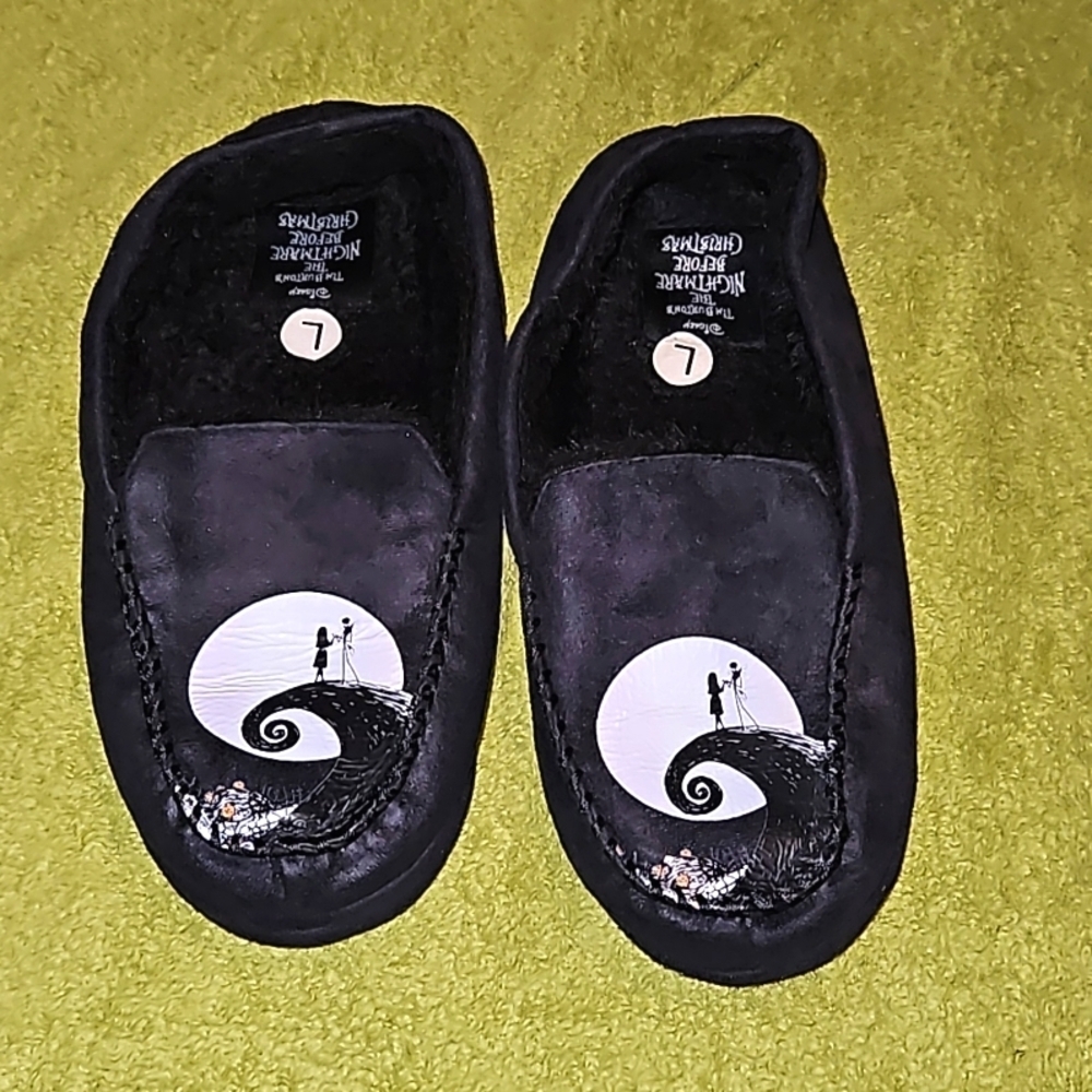 Disney Tim Burton's The Nightmare Before Christmas Mens Black Loafer Slippers L